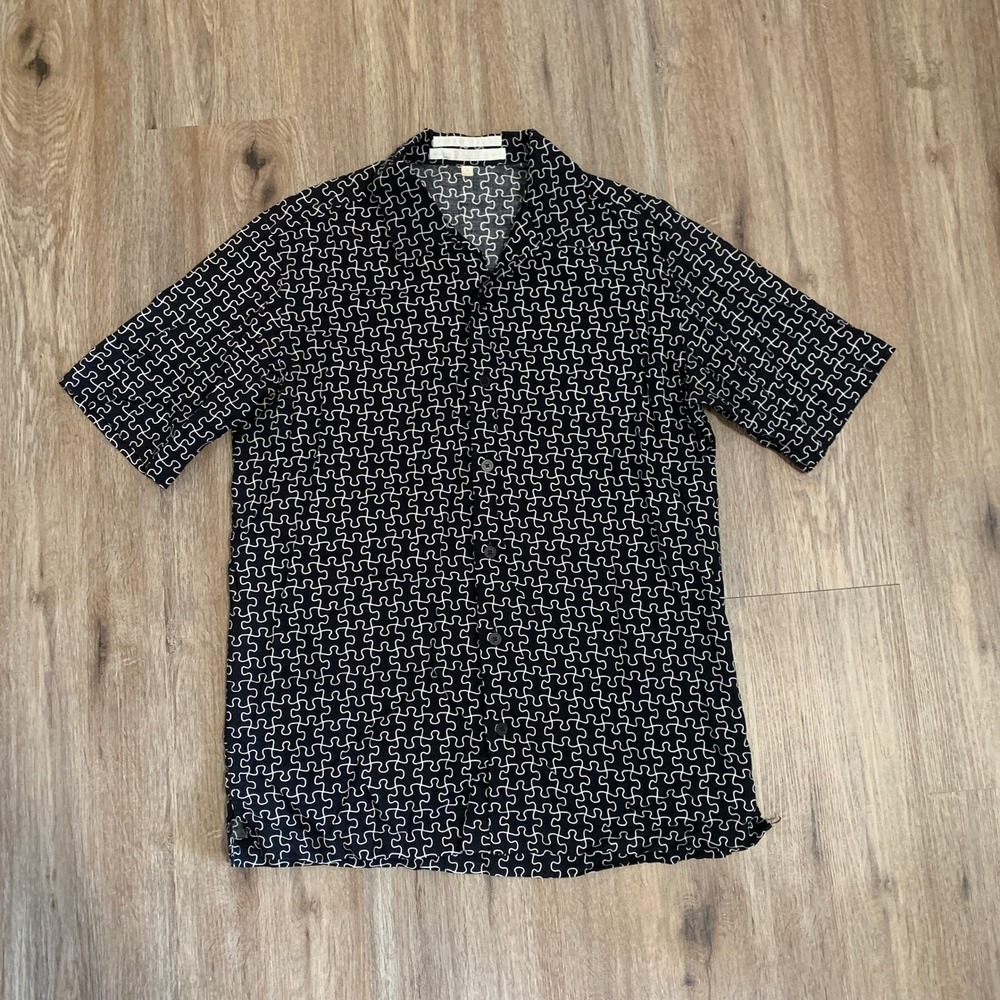 Rare Vintage 90s Perry Ellis geometric puzzle piece button-down shirt, small